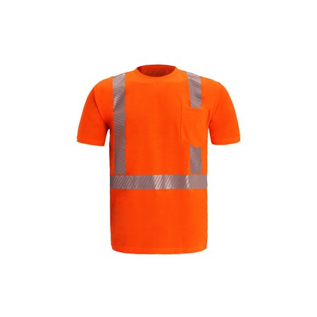 2W INTERNATIONAL High Viz Short Sleeve Jersey T Shirt, Large, Orange, Class 2 TS103C-2 L